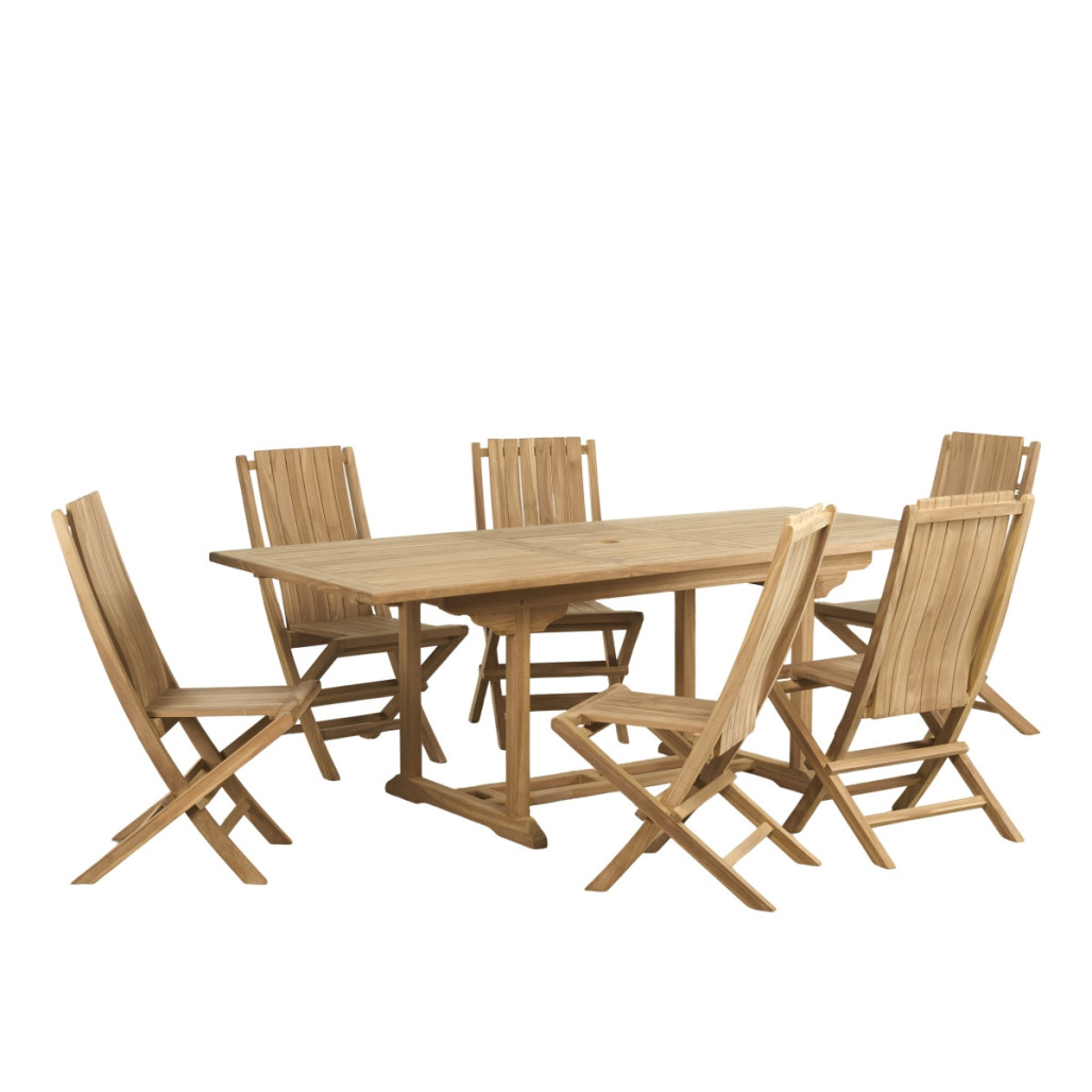 Conjunto de mesa de jardín de teca Nina 160/210 y 6 sillas Helza - Wanda Collection Conjunto de mesa de jardín de teca Nina 160/210 y 6 sillas Helza - Wanda Collection