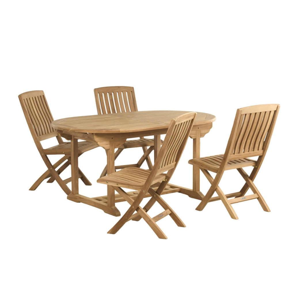 Conjunto mesa de jardín de teca ovalada Nina 160/210 y 4 sillas Lisato - Wanda Collection Conjunto mesa de jardín de teca ovalada Nina 160/210 y 4 sillas Lisato - Wanda Collection