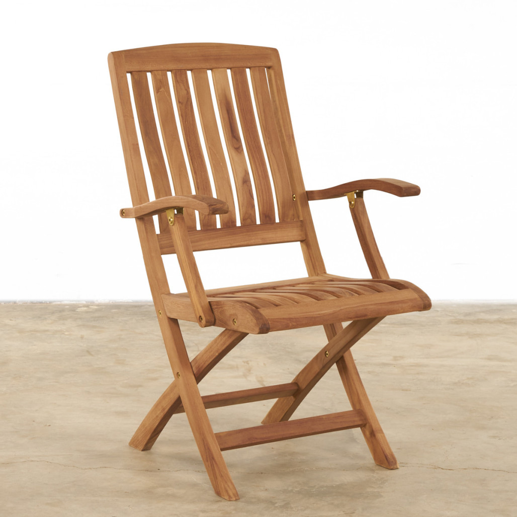 Conjunto mesa de jardín de teca ovalada Nina 160/210 y 4 sillones Lisato - Wanda Collection