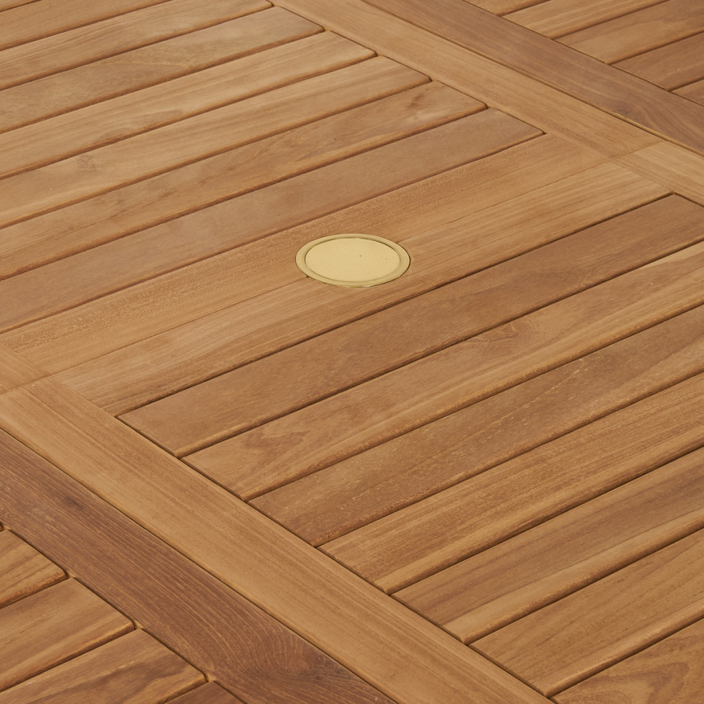 Conjunto mesa de jardín de teca ovalada Nina 160/210 y 4 sillones Lisato - Wanda Collection