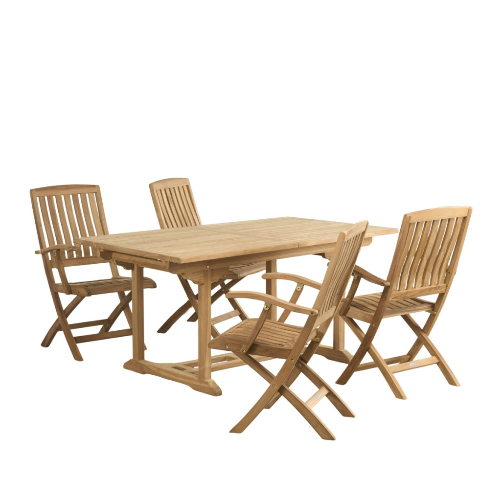 Conjunto de mesa de jardín de teca Nina 160/210 y 4 sillones Lisato - Wanda Collection Conjunto de mesa de jardín de teca Nina 160/210 y 4 sillones Lisato - Wanda Collection
