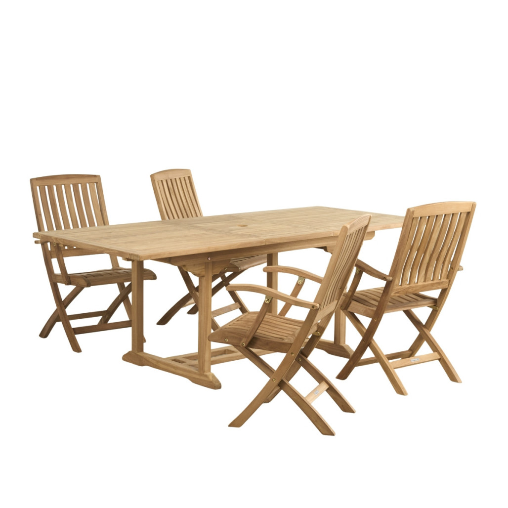 Conjunto de mesa de jardín de teca Nina 160/210 y 4 sillones Lisato - Wanda Collection Conjunto de mesa de jardín de teca Nina 160/210 y 4 sillones Lisato - Wanda Collection