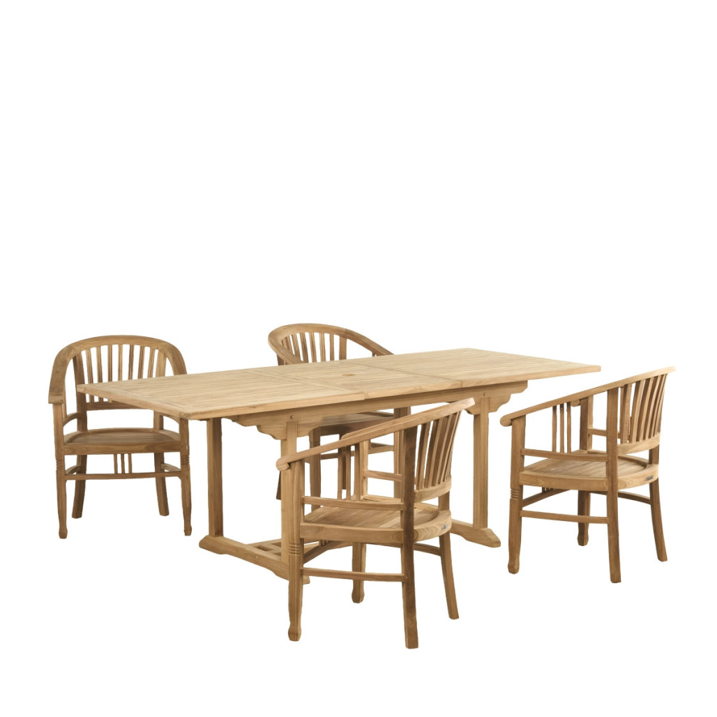 Conjunto de mesa de jardín de teca Nina 160/210 y 4 sillones Romane - Wanda Collection Conjunto de mesa de jardín de teca Nina 160/210 y 4 sillones Romane - Wanda Collection