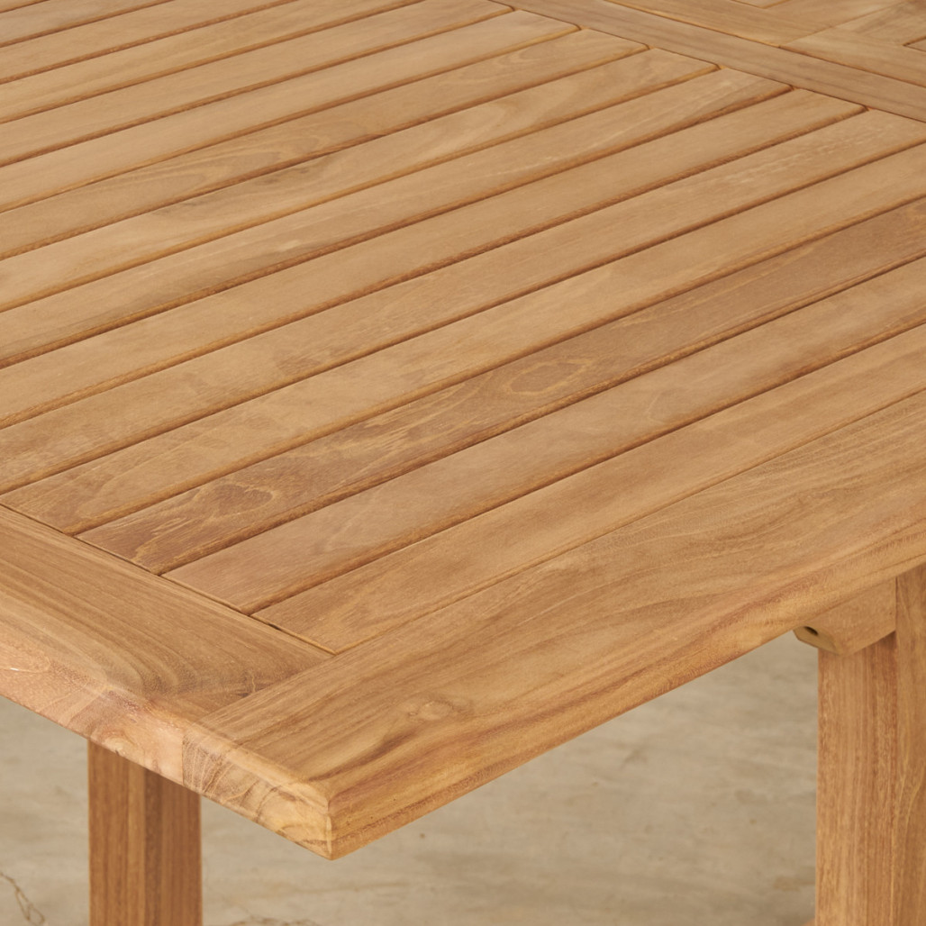 Conjunto de mesa de jardín de teca Nina 160/210 y 4 sillones Romane - Wanda Collection Conjunto de mesa de jardín de teca Nina 160/210 y 4 sillones Romane - Wanda Collection