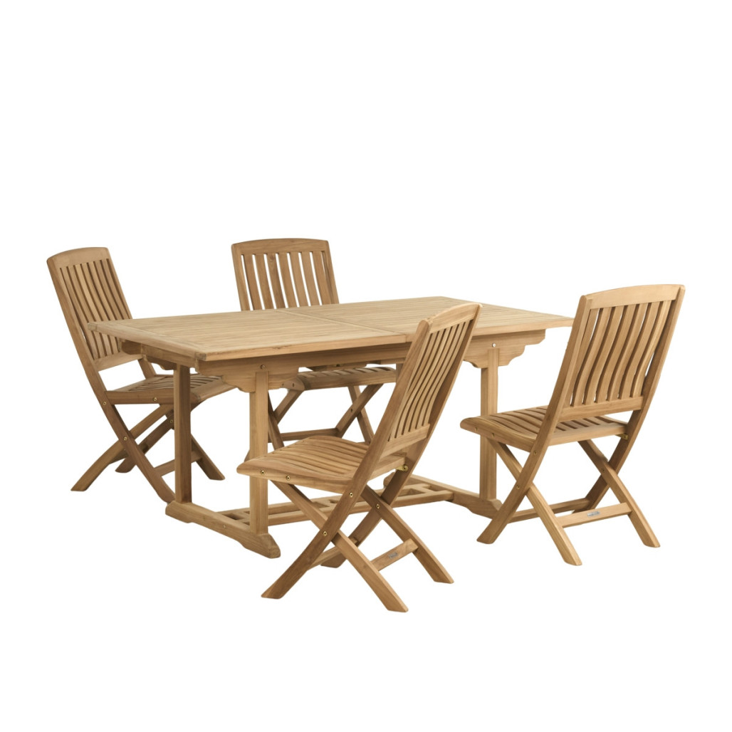 Conjunto de mesa de jardín de teca Nina 160/210 y 4 sillas Lisato - Wanda Collection Conjunto de mesa de jardín de teca Nina 160/210 y 4 sillas Lisato - Wanda Collection