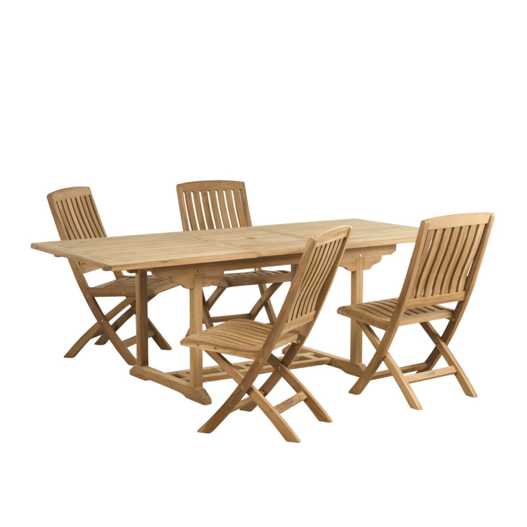 Conjunto de mesa de jardín de teca Nina 160/210 y 4 sillas Lisato - Wanda Collection Conjunto de mesa de jardín de teca Nina 160/210 y 4 sillas Lisato - Wanda Collection
