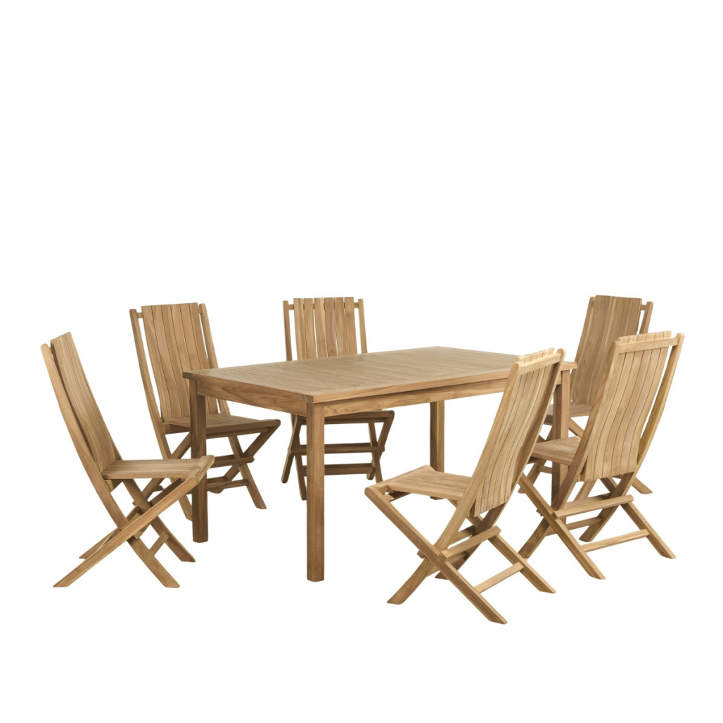 Conjunto de mesa de jardín de teca Frida 150 y 6 sillas Helza - Wanda Collection Conjunto de mesa de jardín de teca Frida 150 y 6 sillas Helza - Wanda Collection