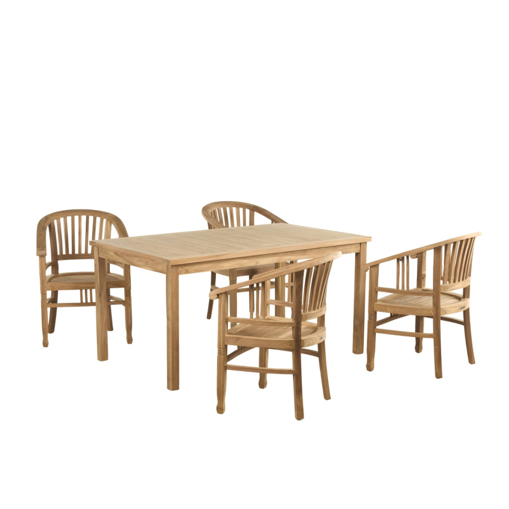 Conjunto de mesa de jardín de teca Frida 150 y 4 sillones Romane - Wanda Collection Conjunto de mesa de jardín de teca Frida 150 y 4 sillones Romane - Wanda Collection