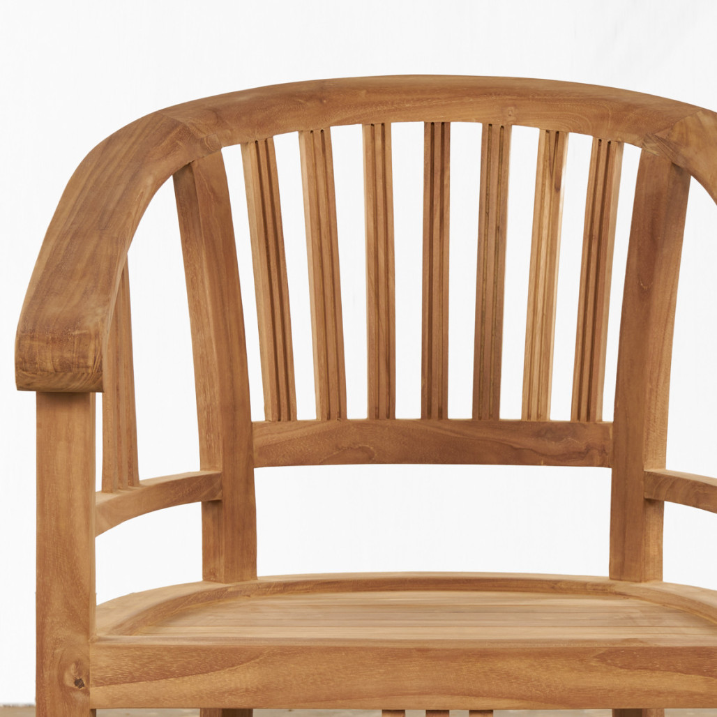 Conjunto de mesa de jardín de teca Frida 150 y 4 sillones Romane - Wanda Collection Conjunto de mesa de jardín de teca Frida 150 y 4 sillones Romane - Wanda Collection