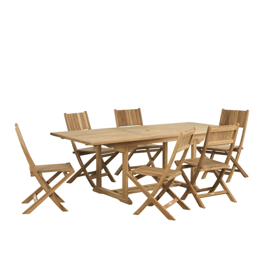 Conjunto de mesa de jardín de teca Nina 160/210 y 6 sillas Tosca - Wanda Collection Conjunto de mesa de jardín de teca Nina 160/210 y 6 sillas Tosca - Wanda Collection
