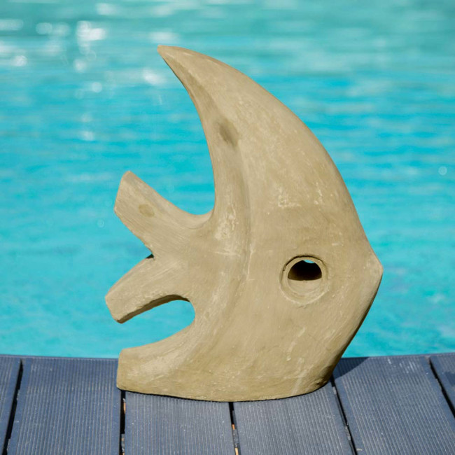Escultura moderna jardín pez modelo pequeño gris 50 cm