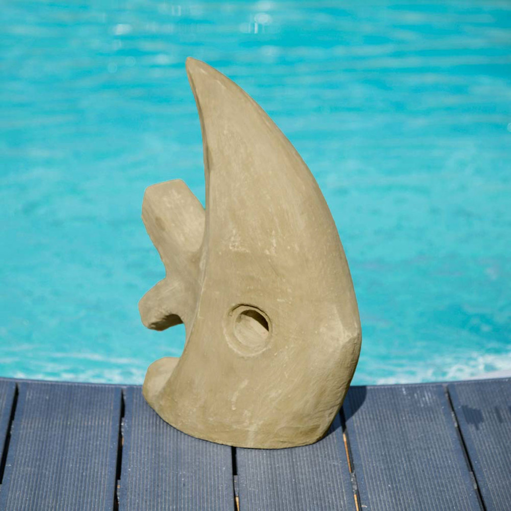 Escultura moderna jardín pez modelo pequeño gris 50 cm