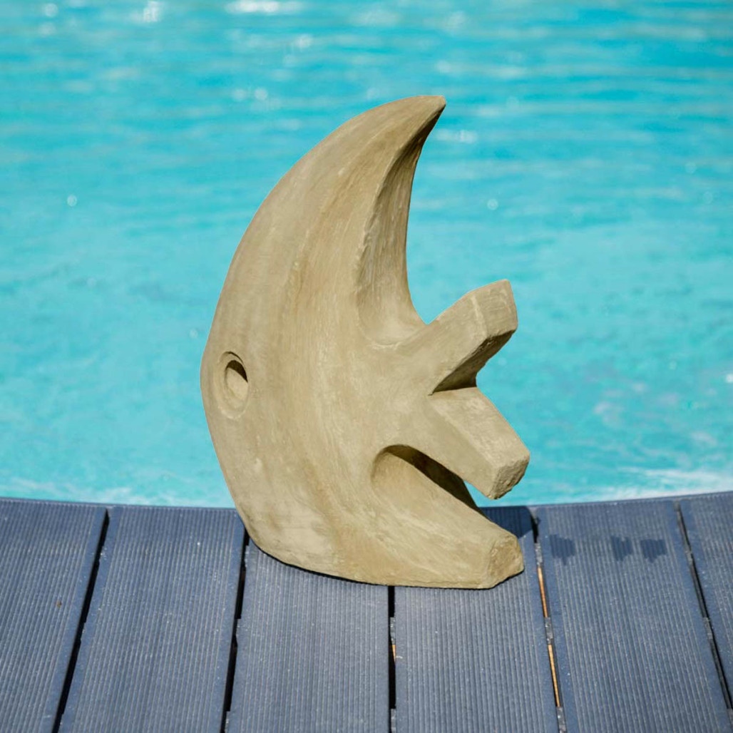 Escultura moderna jardín pez modelo pequeño gris 50 cm
