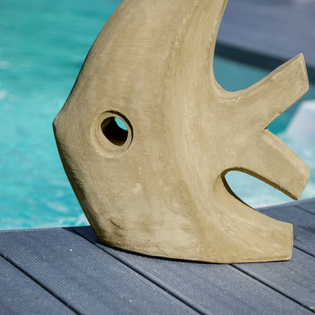Escultura moderna jardín pez modelo pequeño gris 50 cm