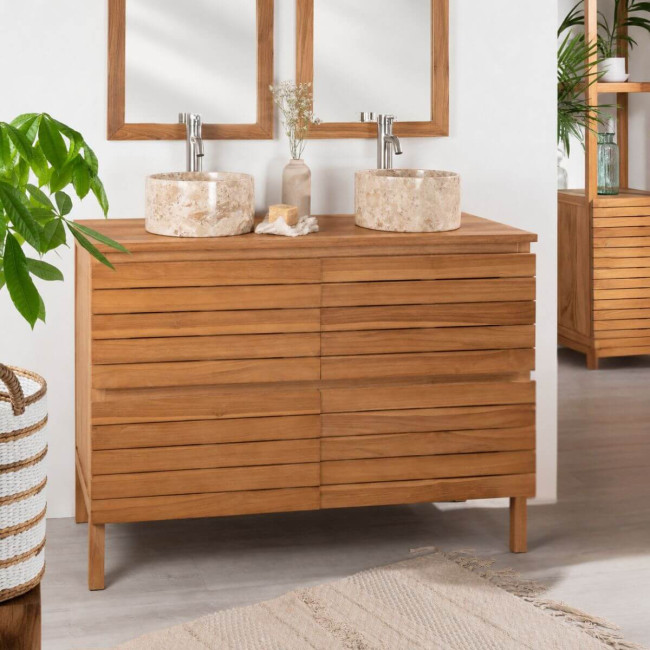 Mueble de baño de teca maciza para lavabo Toni 120 cm - Wanda collection