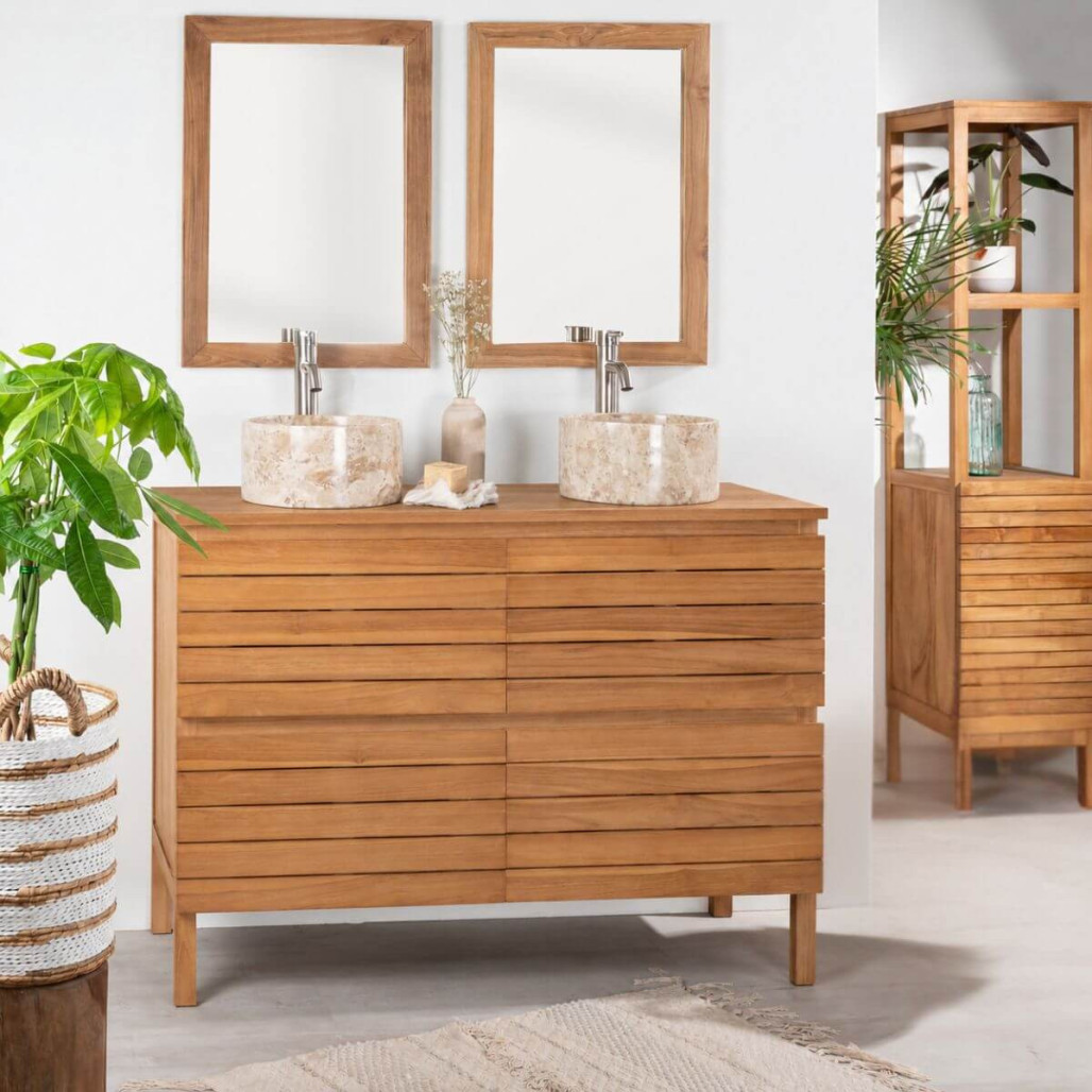 Mueble de baño de teca maciza para lavabo Toni 120 cm - Wanda collection