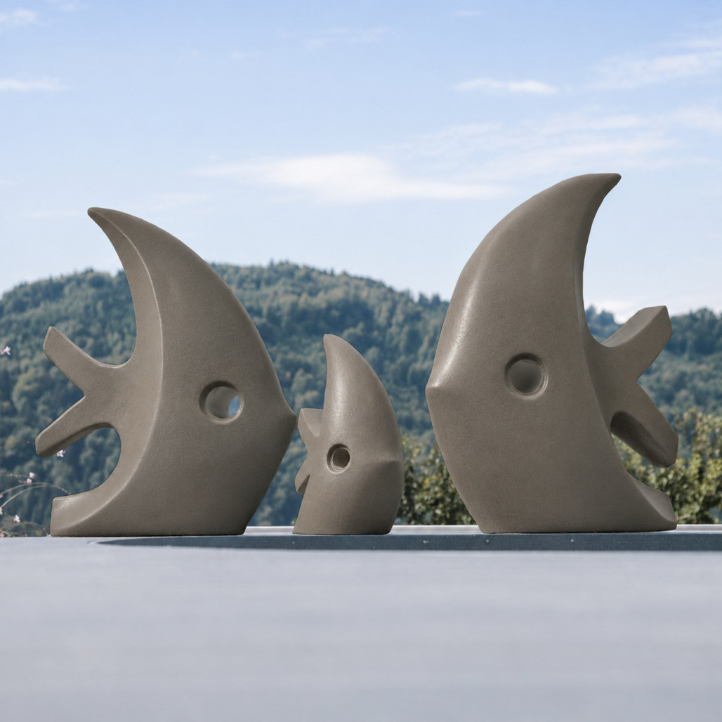 Escultura contemporánea pez 78 cm gris Escultura contemporánea pez 78 cm gris