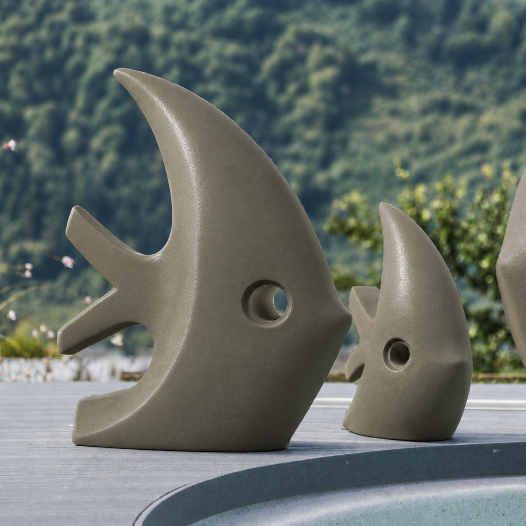 Escultura contemporánea pez 78 cm gris Escultura contemporánea pez 78 cm gris