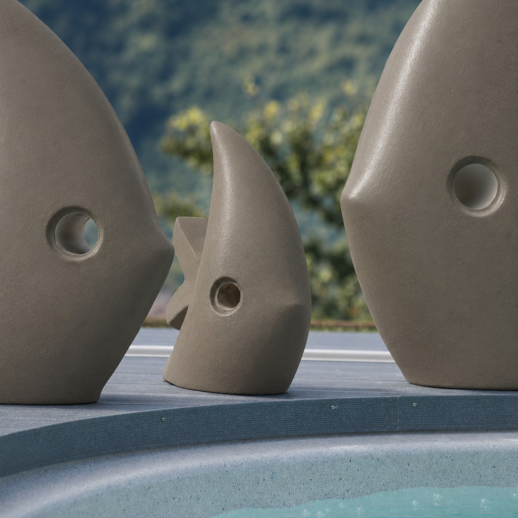Escultura moderna jardín pez modelo pequeño gris 50 cm Escultura moderna jardín pez modelo pequeño gris 50 cm