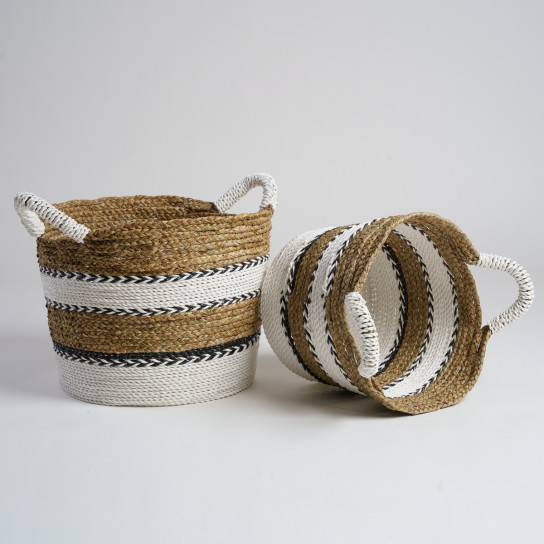 2 cestas trenzada en jacinto de agua L-S Cassi