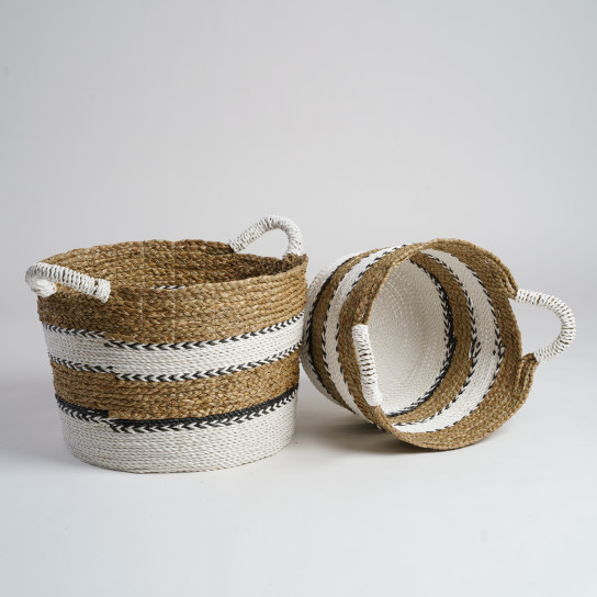 2 cestas trenzada en jacinto de agua XL-M Cassi