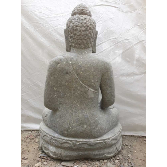 Buda de piedra volcánica en posición de ofrenda de exterior 100 cm