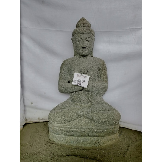 Buda sentado de piedra volcánica posición rezo 80 cm
