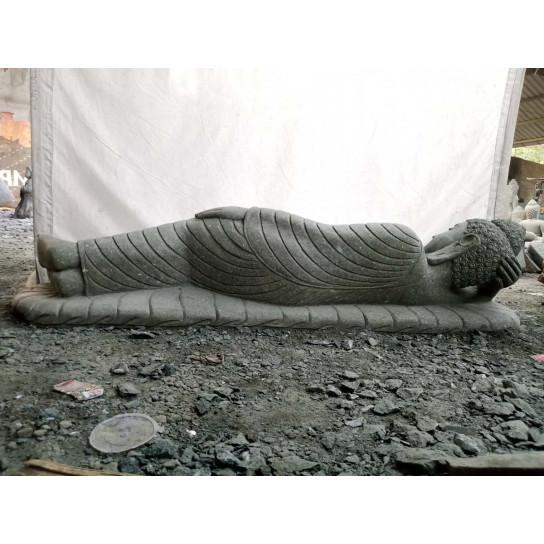 Buda tumbado de piedra volcánica jardín zen 2 m