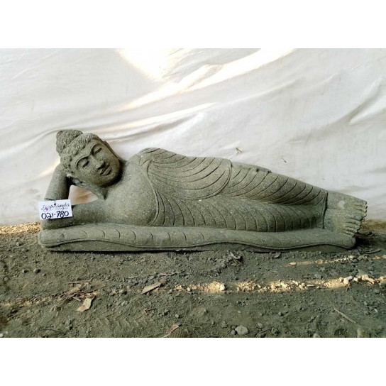 Buda tumbado estatua de piedra volcánica exterior zen 1 m