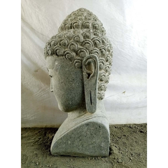 Busto estatua exterior buda piedra volcánica 70 cm