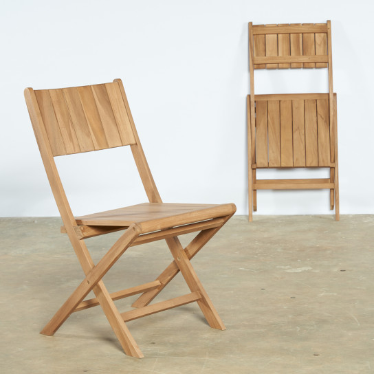Conjunto de 2 sillas de jardín plegables de teca Tosca