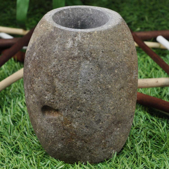 Conjunto vaso jabonera de piedra de río