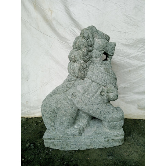 Dos estatuas jardín perro fu león piedra volcánica 60cm
