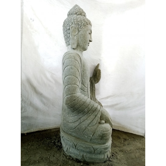 Escultura de buda de piedra volcánica chakra y mala 1,20 m