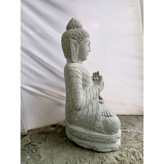 Escultura de buda de piedra volcánica chakra y mala 80 cm