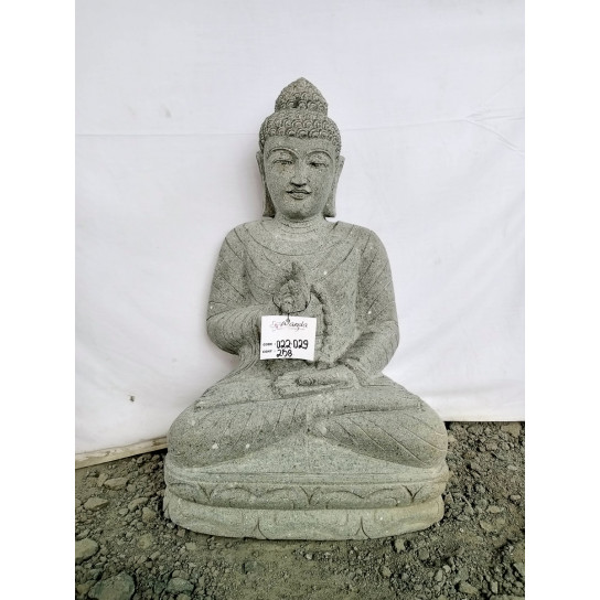 Escultura de buda de piedra volcánica chakra y mala 80 cm