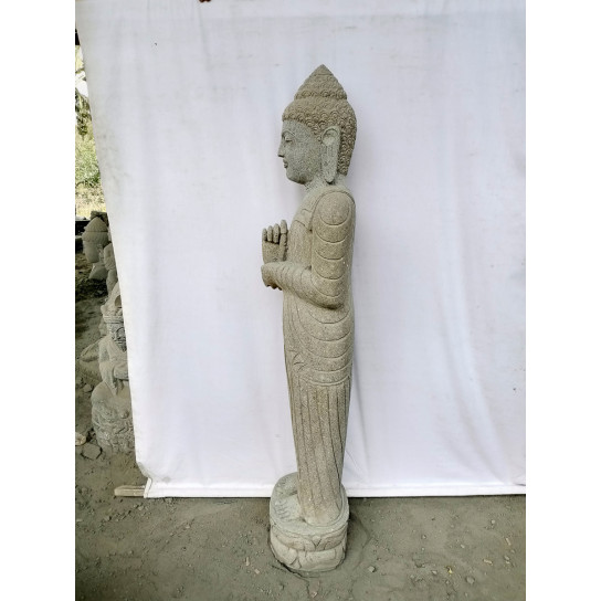 Escultura de jardín de piedra volcánica buda de pie posición chakra 1m50