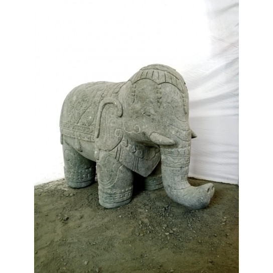 Escultura de jardín de piedra volcánica de elefante indio 100 cm