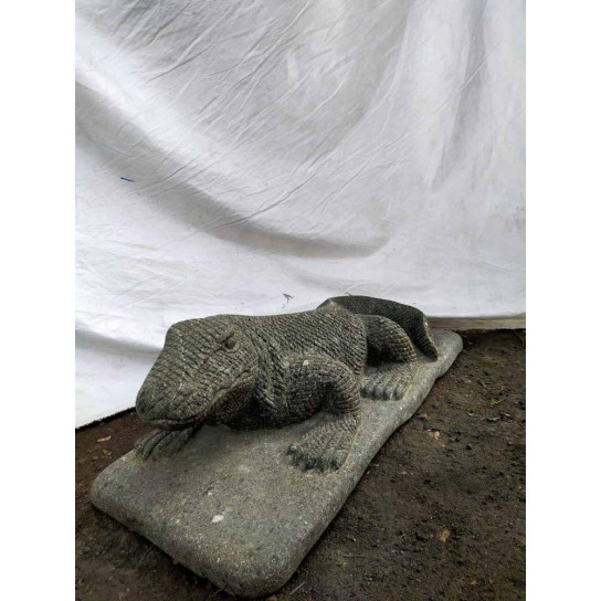 Escultura de jardín dragón del komodo en piedra 80 cm