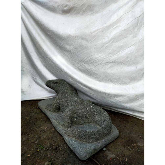 Escultura de jardín dragón del komodo en piedra 80 cm