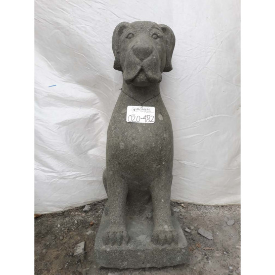 Escultura de jardín perro sentado en piedra 80 cm
