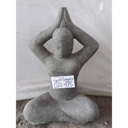 Escultura de yoga mujer moderna en piedra 40 cm