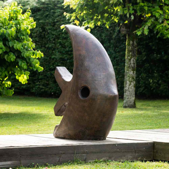 Escultura grande moderna pez 100 cm marrón