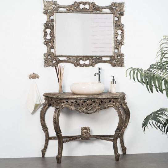 Espejo Barroco de madera con pátina bronce 100 x 80 cm
