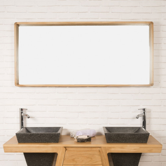 Espejo de cuarto de baño de teca Samba 140 x 65 cm
