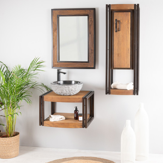 Espejo para cuarto de baño Elegancia madera metal 60 x 80