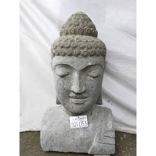 Estatua buda busto de piedra volcánica 70 cm