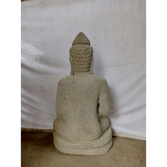 Estatua buda sentado posición chakra de piedra volcánica jardín 1 m