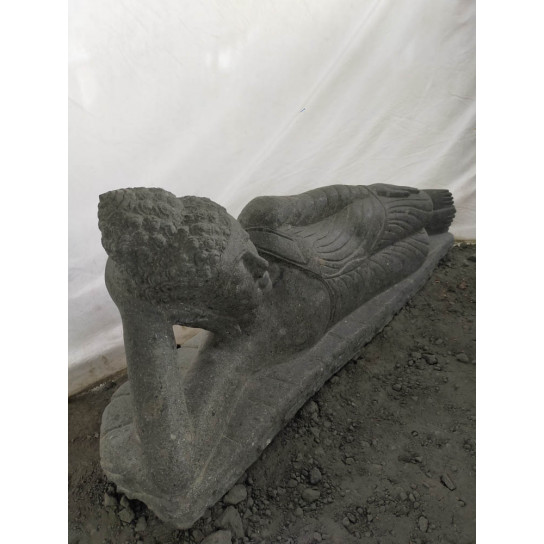 Estatua buda tumbado de piedra volcánica exterior zen 1,50 m