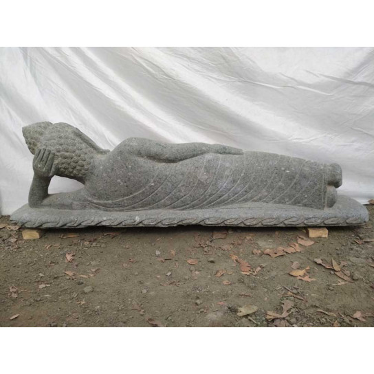 Estatua buda tumbado de piedra volcánica natural 1,20 m